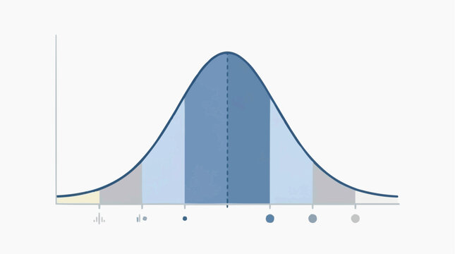 Bell Curve Distribution Graph Showing Normal Distribution and Data Points