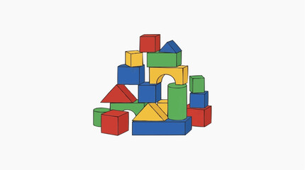 Naklejka premium Colorful building blocks stacked in a playful tower on a white background