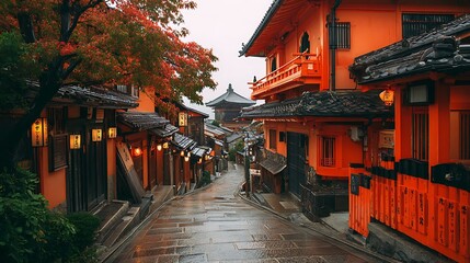 Naklejka premium Historic Sannenzaka street in Kyoto Japan