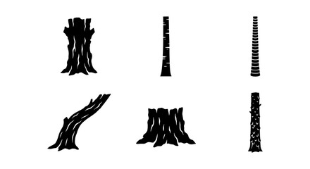 Fototapeta premium Tree Trunk Silhouettes, Wood Textures, Forest Elements, Nature Icons