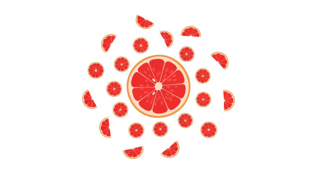 Grapefruit Slices Arranged in a Circle, Fresh Citrus Fruit Pattern