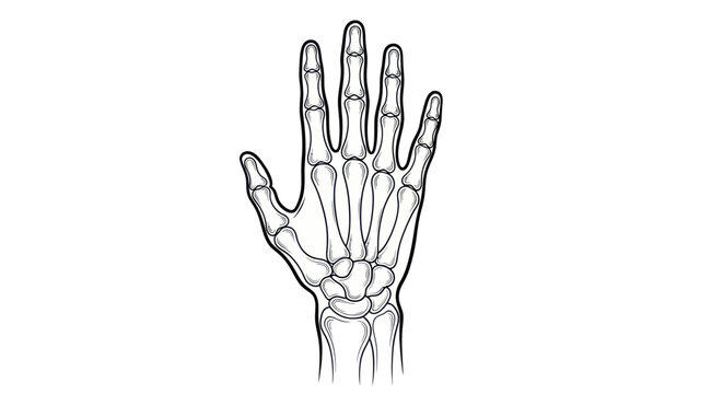 Human Hand Skeleton Anatomy Illustration - Bone Structure Close-up