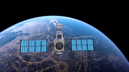 人工衛星と地球　3DCGレンダリング © tsuneomp