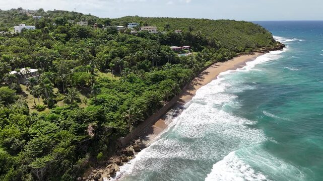 Aerial Drone Footage of Pools Beach in Rincon Puerto Rico