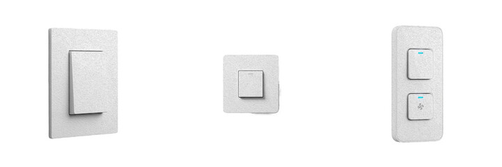 White Square Light Switch Panel, Minimalist Wall Toggle Button Plate, Household Electrical Hardware Accessory on Transparent Background © Uzair