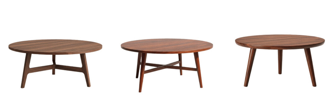 Low wooden coffee table furniture premium PNG stock photo, realistic modern timber rectangular side table mockup isolated on white background asset