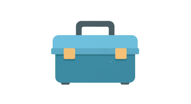 Blue Toolbox Flat Illustration Icon - Tool Box for Repair and Maintenance