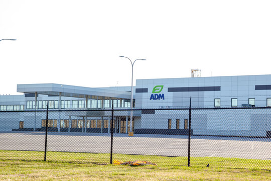 Decatur, Illinois, USA - March 26, 2022: ADM (Archer Daniels Midland Company) facility in Decatur, Illinois, USA. ADM is an American multinational food processing and commodities trading corporation. 