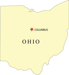 Obraz premium Isolated Map of Ohio State with Capital City Columbus Vector Illustration