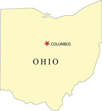 Isolated Map of Ohio State with Capital City Columbus Vector Illustration