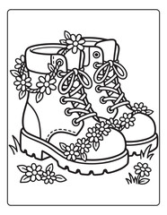 Fototapeta premium floral boots coloring pages for kids