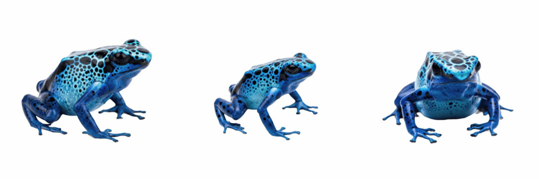 Isolated Blue Poison Dart Frog Dendrobates Tinctorius Exotic Amphibian Species on Plain White Background as High Quality Cutout PNG Set Asset File