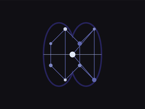 Infographic network diagram with connected nodes and lines