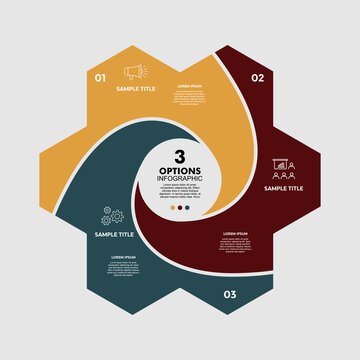 Circle chart infographic diagram with 3 option steps for presentation or business report templates, simple, easy, and editable vector.
