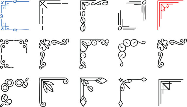 corner vector embellishment motifs for border and frame use