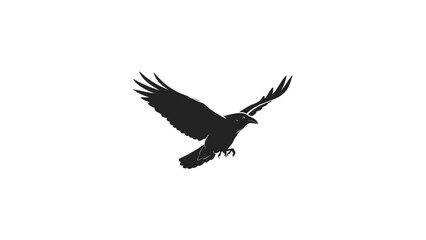 Obraz premium Minimalist Black Silhouette of a Flying Raven