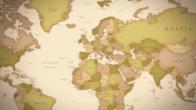Vintage Europe Map with Detailed Countries and Borders