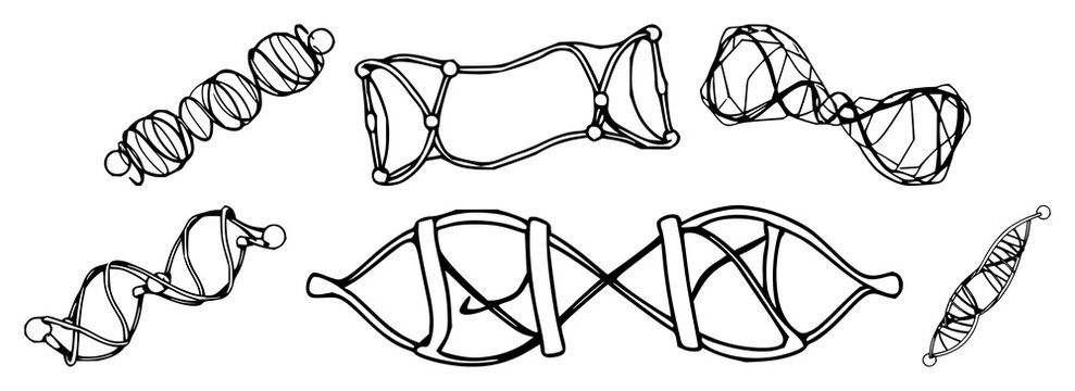 Carbon nanotube set with fine line art design featuring nanotechnology, science, clean geometric lines with white background and illustration