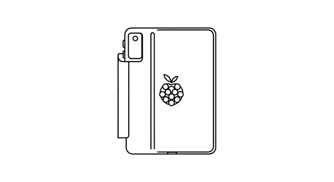 Raspberry Pi Computer with Camera Module and Case - Line Art Icon