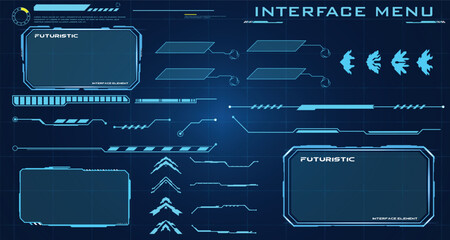 Dynamic digital user interface set with advanced futuristic elements, High Tech HUD Interface Menu Panels for Game UI  © Erick Setio Pamuji