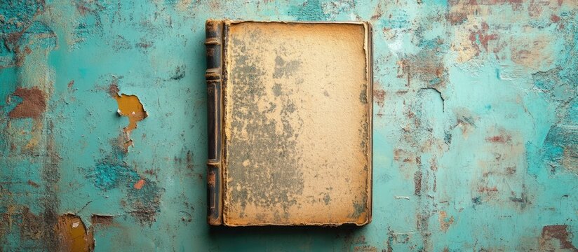 Antique Book on Distressed Teal Background