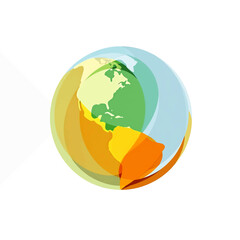 Obraz premium Abstract Colorful Earth Globe Illustration with Layered Translucent Shapes