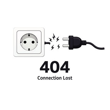 404 Error Connection Lost Illustration with Unplugged Electrical Cord