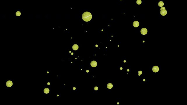 Tennis Ball Flying Toward Camera Loop on Black Background