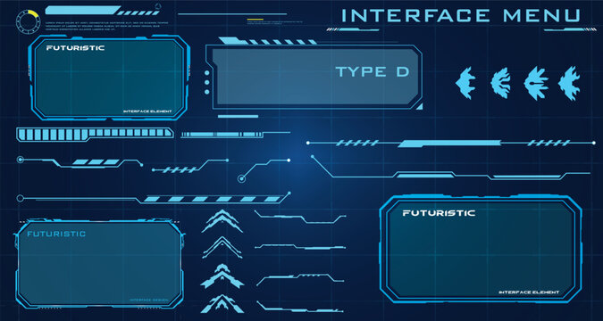 Futuristic Digital Interface Elements for User Experience Design and Technology Applications. High Tech HUD Interface Menu Panels for Game UI	