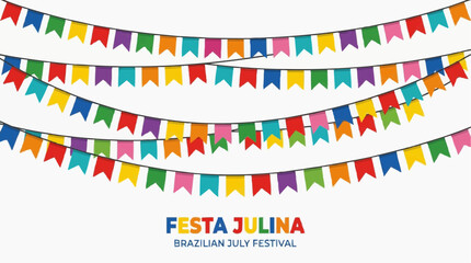 Fototapeta premium Colorful bunting flags for festa julina brazilian july festival with decoration celebration colorful festival tradition decorative brazilian