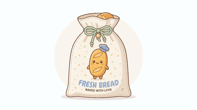 Cartoon bread bag with smiling loaf.