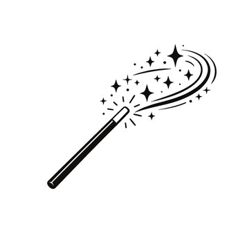 Magic Wand Icon with Sparkles and Swirl Motion Effect