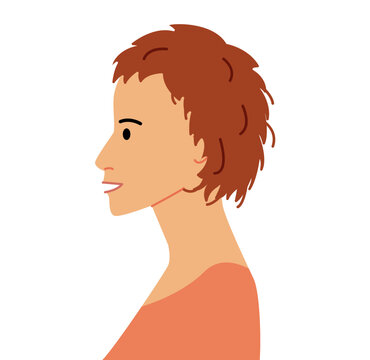 Shag hairstyle flat vector profile view, layered hair shape messy texture composition for avatar, beauty app, interface, fashion illustration