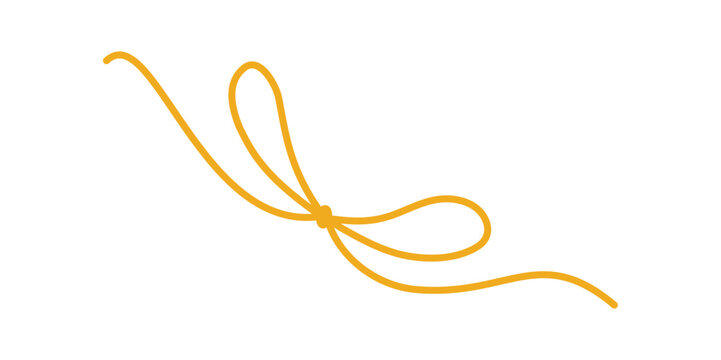 Vintage hand drawn decorative bow line. Cute wavy knot as simple romantic ribbon decor. Elegant white background element for wedding invite or birthday card and retro celebration menu.