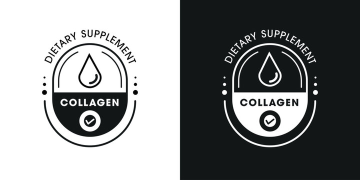 Collagen Dietary Supplement Label Template Design, with Medicine Capsules for Healthy Lifestyle.