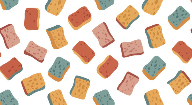Colorful assortment of sliced bread pieces scattered randomly on a white background, various crusty bread types