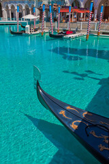 Fototapeta premium Venetian Style Gondolas Docked on Replica of The Grand Canal, Las Vegas, Nevada, USA