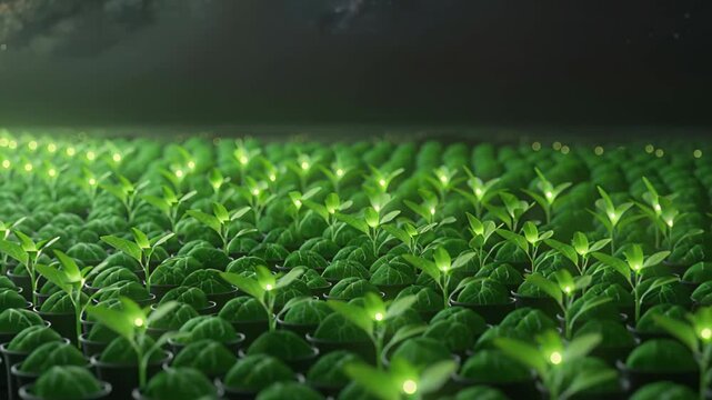 Green seedlings with Milky Way Background: Capturing the tranquil essence of nascent plant life and the beauty of the celestial sphere.