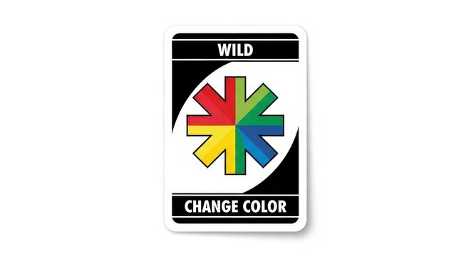 Wild Change Color Card with Colorful Starburst Design.