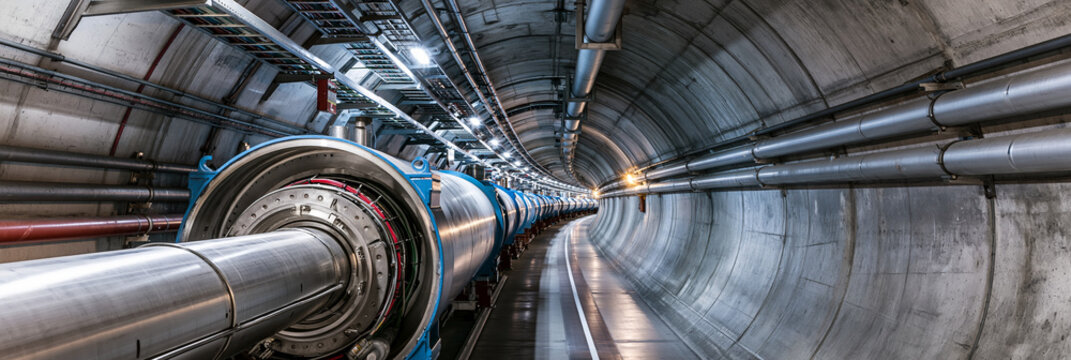 Futuristic Underground Tunnel Engineering: High-Tech Linear Accelerator with Cutting-Edge Machinery and Infrastructure Design