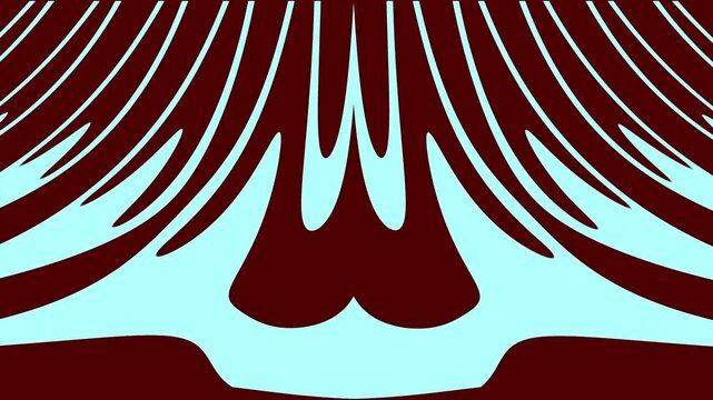 Detailed maroon lines pulse on a light blue background in a wave motion