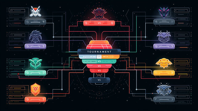 Modern eSports Tournament Bracket: Futuristic Infographic Design for Competitive Gaming Event Structure and Visual Hierarchy