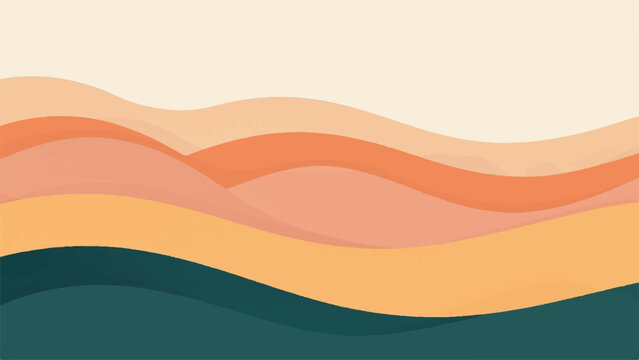 Abstract colorful vector illustration background featuring a wavy rainbow pattern with orange yellow and green curves for a summer banner design template
