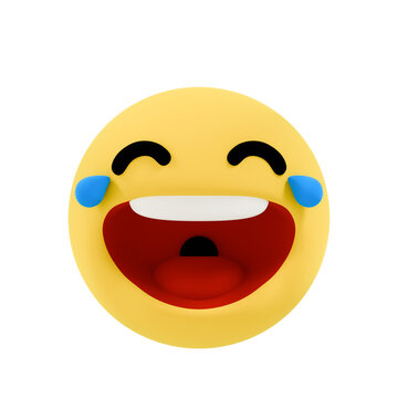 3D Laughing Emoji with Tears of Joy Isolated on Transparent Background