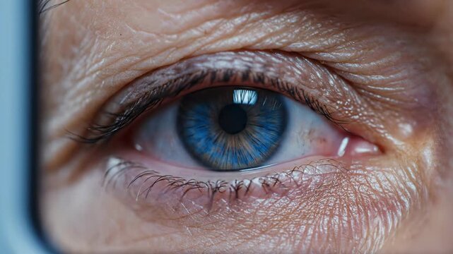 Close-Up of Iris Being Scanned by Biometric Eye Scanner