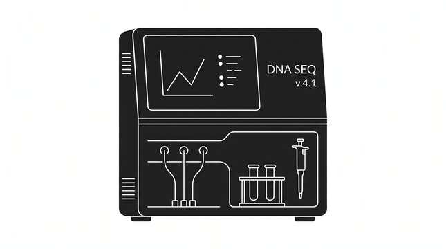 High tech bio medical DNA sequencer machine silhouette for laboratory research equipment.