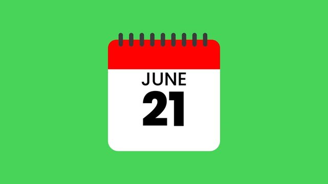 Animated Calendar Flipping to June Solstice Date: Summer Season Begins