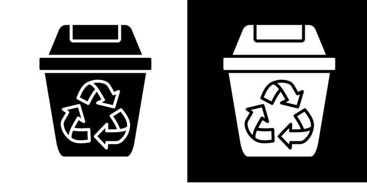 Recycling Bin  Icon Set White Glyph Style Collection
