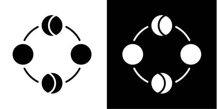 Moon Phases  Icon Set White Glyph Style Collection
