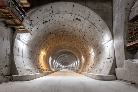 Newly Constructed Concrete Tunnel Interior